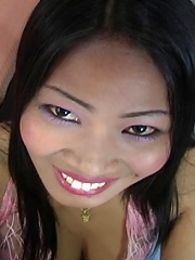 Submissive Thai cutie Visa gets her tiny pussy stretched open!