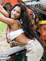 Incredible Asian girl Lulu gets naked outdoors