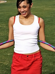 I tire myself out twirling the Hula Hoop and doing cartwheels.